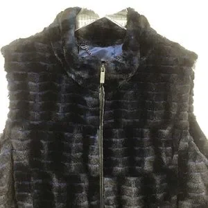 dennis basso Jackets Coats Dennis Basso Blue Black Faux Fur